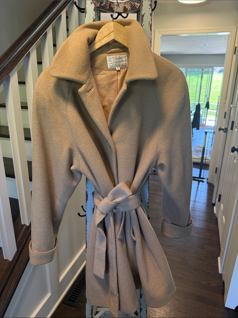 Women's Belted Wool-Blend Robe Coat in Tan